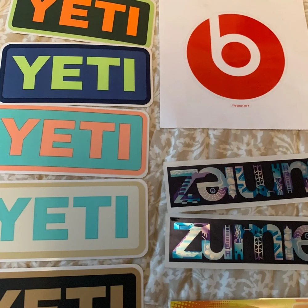 Assorted Brand Logo Sticker Pack - White, Blue, Black, Green, Orange